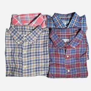 Lot of 4 Peter Millar XXL Button Down Plaid 100% Cotton Shirts Long Sleeves